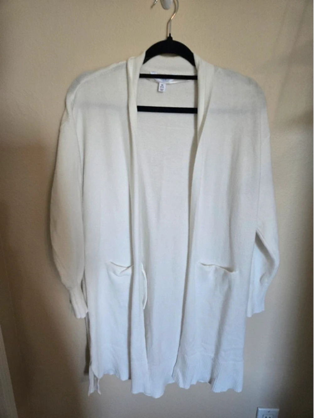 Time and Tru White Open-Front Cardigan, Size XS
